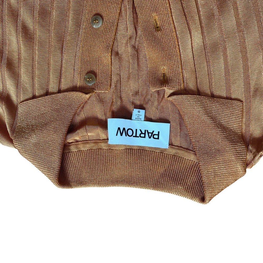 PARTOW Ribbed Knit Polo Shirt Set Brown Pink XS Made in Italy - Picture 15 of 16